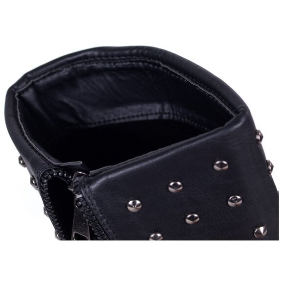 Women's Ankle Boots, 10" Studded Booties with Heel and Zipper, SB-2012 - Picture 5 of 6